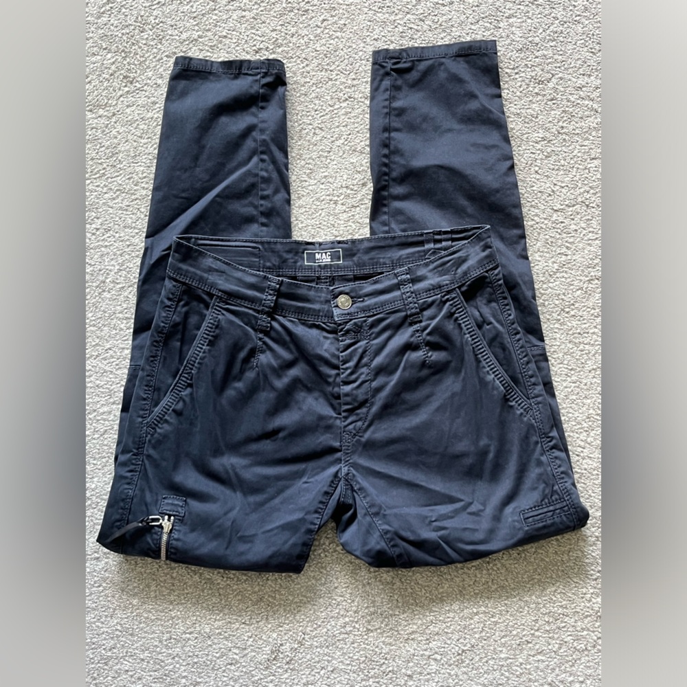 NWOT MAC Rich Pants Size 28 Waist, 36 Long Cargo Cotton Color Gray/Black